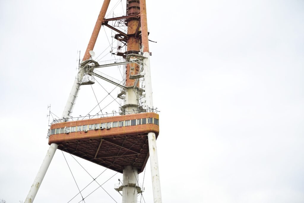 A view of the central observation platform on the Mtantsminda tower in Tbilisi